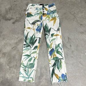 Kut From The Kloth Jeans Reese High Rise Fab Ab Ankle Straight Leg Floral Size O